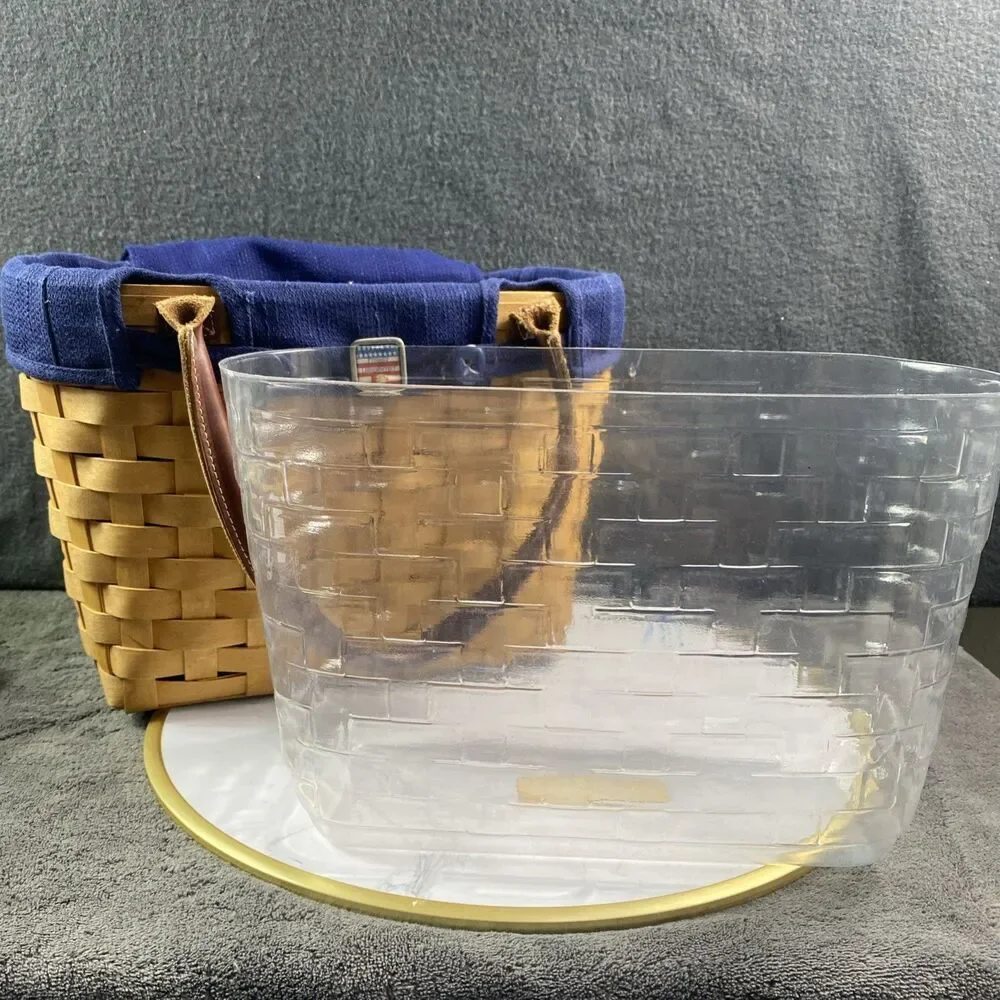 Longaberger 2003 Medium Boardwalk Basket Purse Tote+Prot.+Liner TAILGATE PICNIC